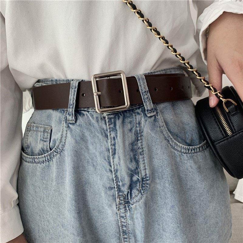 速发2022 PU Leather Belt For Women Square Buckle Pin Buckle