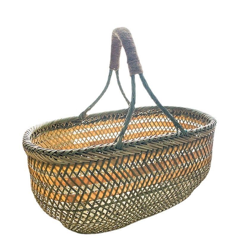 藤编手提篮手提大竹篮子t竹编织家用水果菜篮鸡蛋小竹篮筐收纳,农机/农具/农膜,果蔬采收筐/周转筐,淘宝优惠券,粉丝福利购,淘宝优惠卷