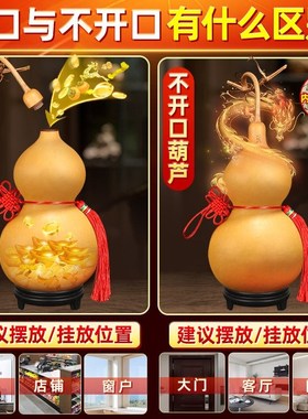 天然葫芦挂件真胡芦灸中国结吉祥开口门对门客厅玄关摆件大号文玩