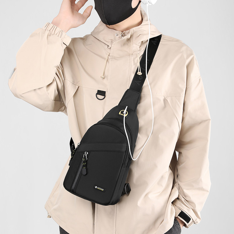 胸包男款男士运动休闲胸前包帆布单肩小背包牛津布黑色斜挎包男,箱包皮具/热销女包/男包,胸包,淘宝优惠券,粉丝福利购,淘宝优惠卷