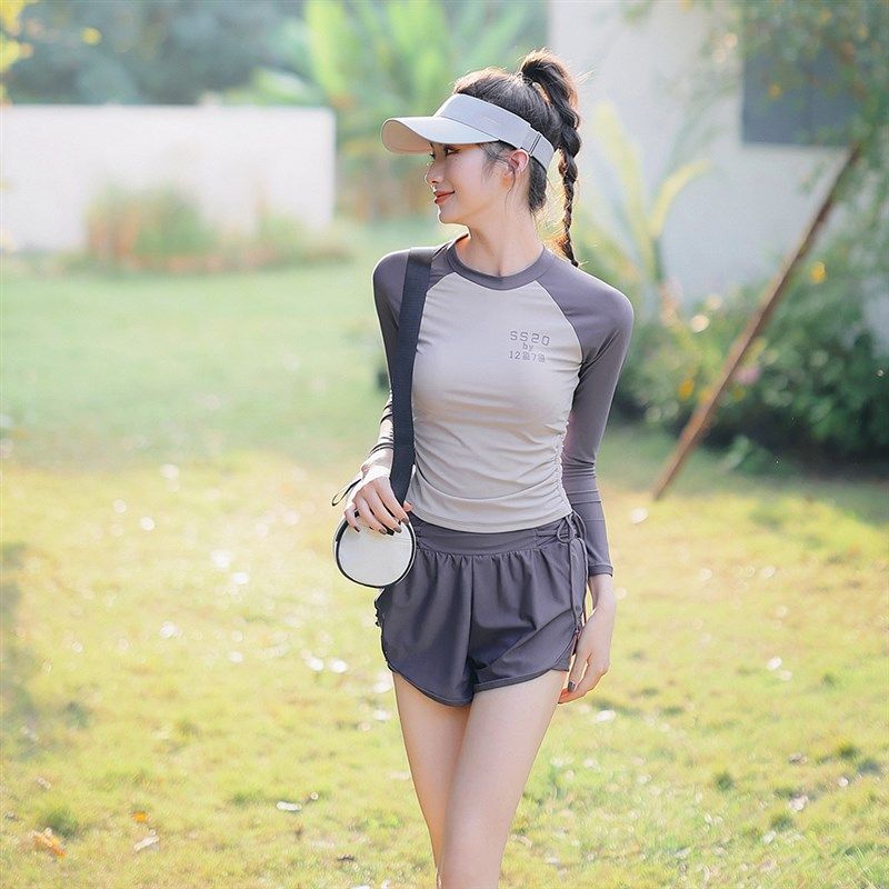 泳衣女款分体保守长袖运动大码微胖女孩遮肉2024新款泡温泉泳装女