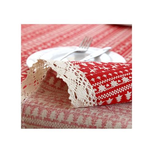 Tablecloth White Christmas-Tree Coffee Washable Cotton Linen