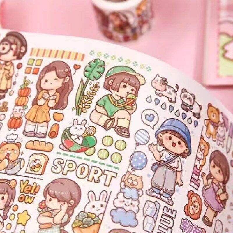 小麻薯离型本可爱卡通手账本素材图鉴双面加厚离型纸本手帐胶带