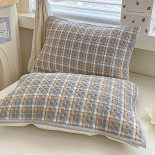 全棉枕巾一对装 防滑枕头巾50×80cm夹棉加厚防脱落隔脏枕套 绑带款