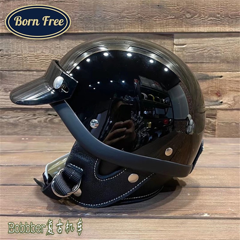 BORN FREE  复古瓢盔Shorty 日式装饰头盔半盔 哈雷踏板男女夏季