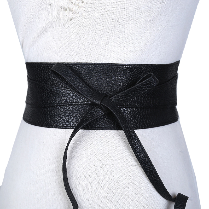 推荐Women Bow Belt New Lace Up Pu Belts for Women Straps Wid