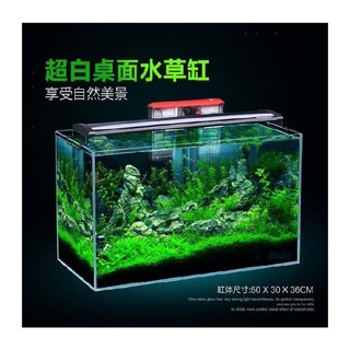 厂家办公桌鱼缸小型长条形养乌龟的缸白色K水箱鳌虾鱼缸用饭厅养
