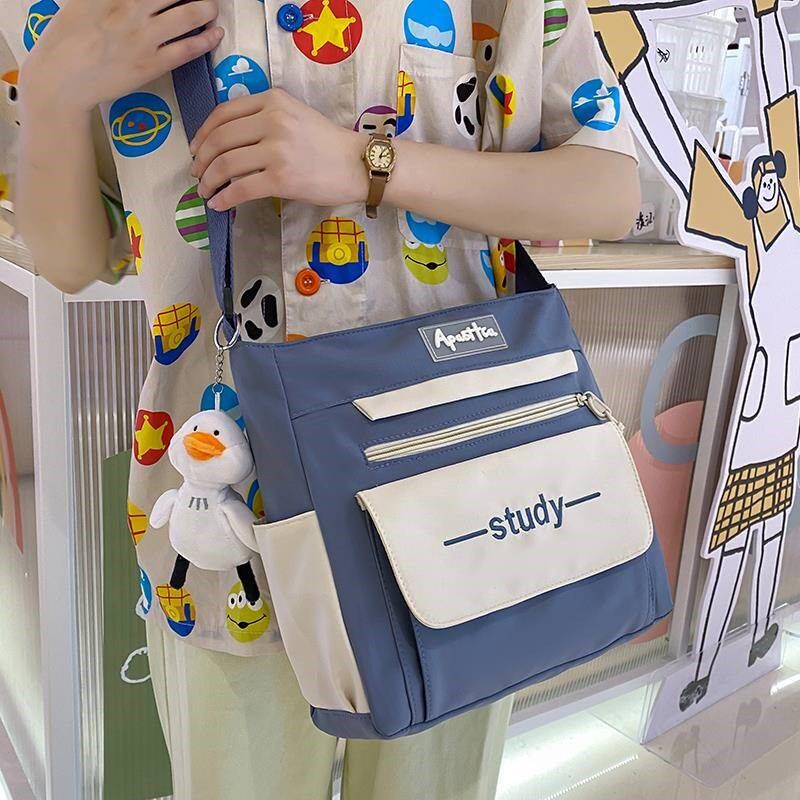 帆布包女夏文艺小众小学生补课包手提袋拎书袋补习日系单肩斜挎包