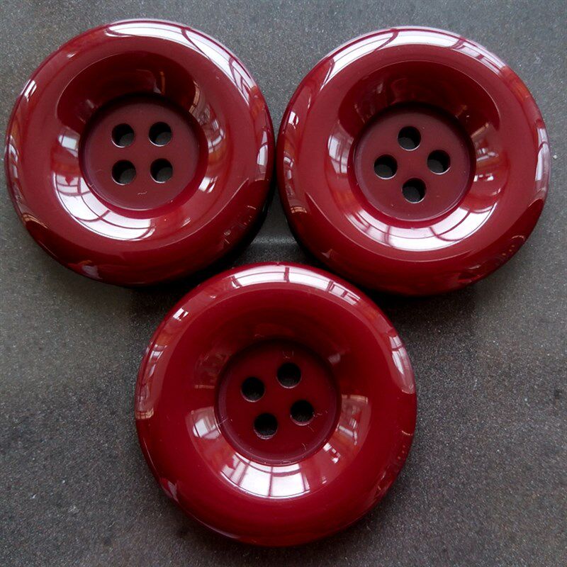 红色羊绒大衣扣子高档钮扣百搭圆边四眼暗红色深红色毛呢女貂