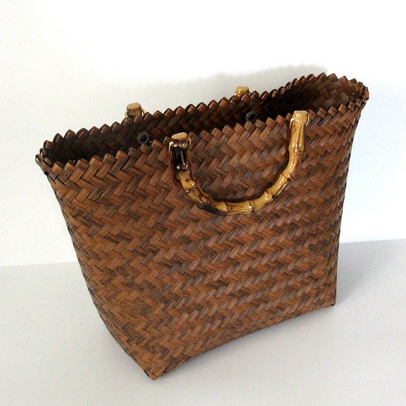 推荐Woven bamboo handle woven handbags handbags beach bag re