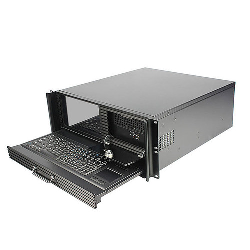 4U机箱带9寸液晶LED显示屏触控板键盘一体机架式工控服务器工作站