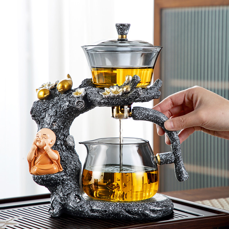 创意玻璃自动f茶具套装家用磁吸懒人茶杯喝茶小型功夫茶壶泡茶神