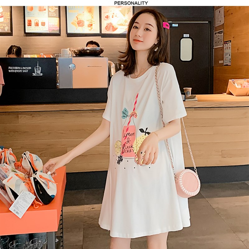 洋气孕妇夏装连衣裙宽松中长款网红T恤夏天怀孕仙女裙子春装套装