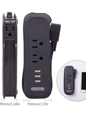 NTONPOWER Portable Travel Power Strip 2 AC 3 USB Electric P