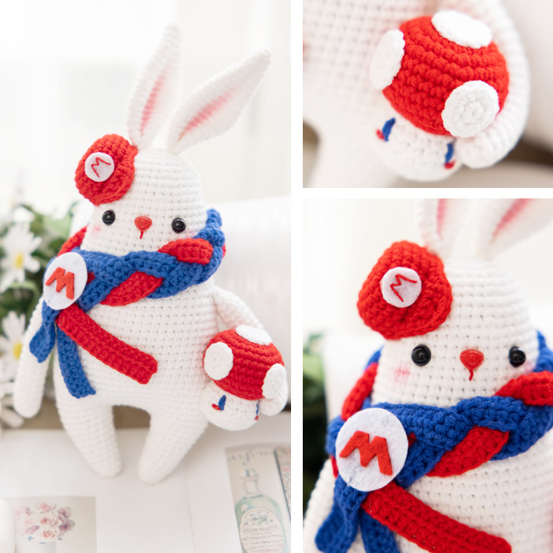 胖小森手作圣诞万圣节围巾兔子玩偶手工钩针diy编织材料包毛线团