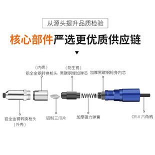 电动铆钉枪抽芯拉铆枪转换头抢拉F钉拉卯枪头柳钉铆拉丁钉打器