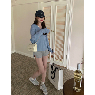 孕妇短裤夏季女薄款显瘦纯色阔腿运动休闲居家三分裤交叉低腰热裤