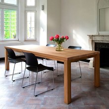 北欧实木办公桌现代简约 s家用原木餐桌椅组合 小型会议桌长桌6人