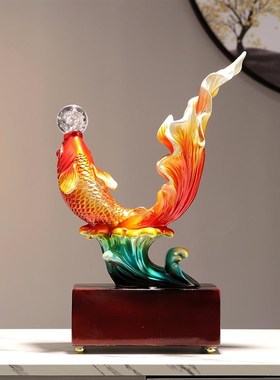 新中式年年有鱼摆件玄关客厅电视柜酒架高档装饰摆设入伙新居礼品