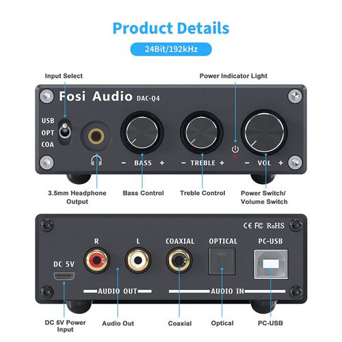 Fosi Audio Q4   Mini Stereo Gaming DA