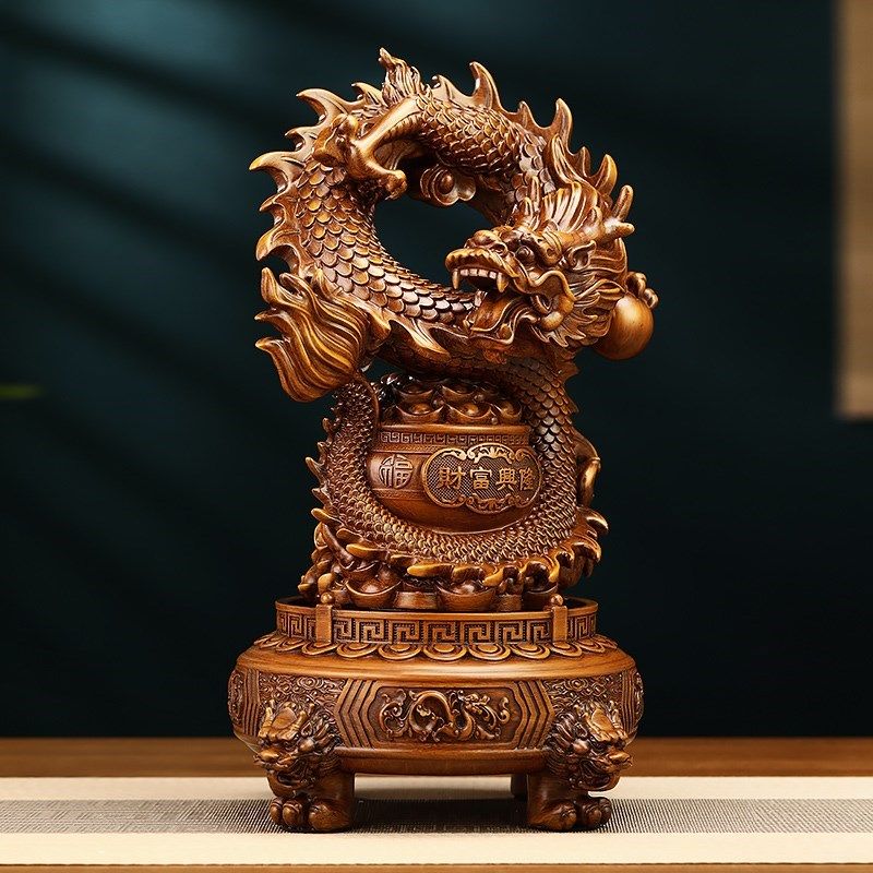 财富兴隆招财龙摆件聚宝盆三足鼎客厅办公室酒Q柜装饰店铺开业礼,家居饰品,国学摆件,淘宝优惠券,粉丝福利购,淘宝优惠卷