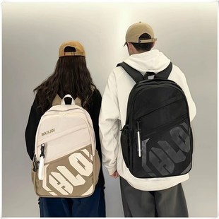 书包男高中生高颜值大容量防水帆布女生大学生可放电脑旅行双肩包
