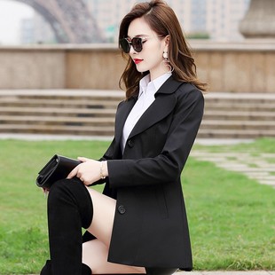 2021秋装新款女中长款风衣韩版C矮个子修身收腰短款外套显瘦春秋