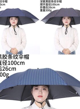 带头上的伞帽头戴式遮阳防晒钓鱼伞大号采茶斗笠雨伞帽斗篷头盔伞