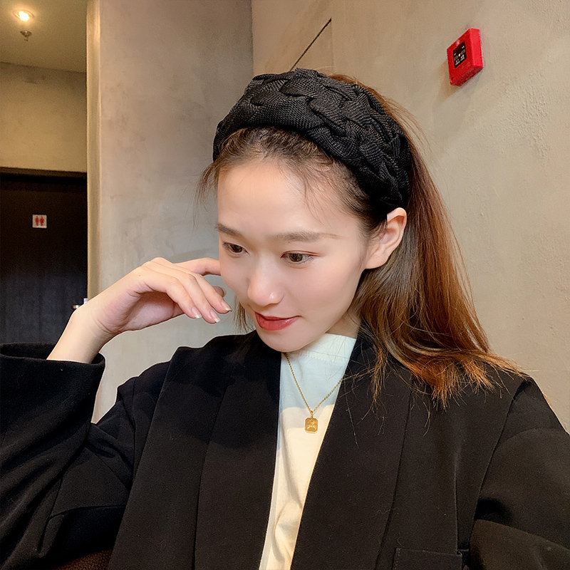 韩国法式遮白发减龄发箍宽边麻花编织发饰2021Q现款复古洗脸头箍
