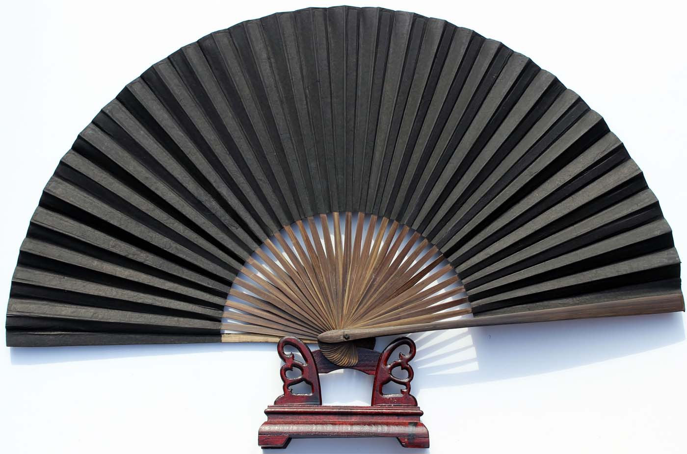 仙宝传统绍兴黑纸扇子毛全本黑纸扇子U 手工工艺摺扇