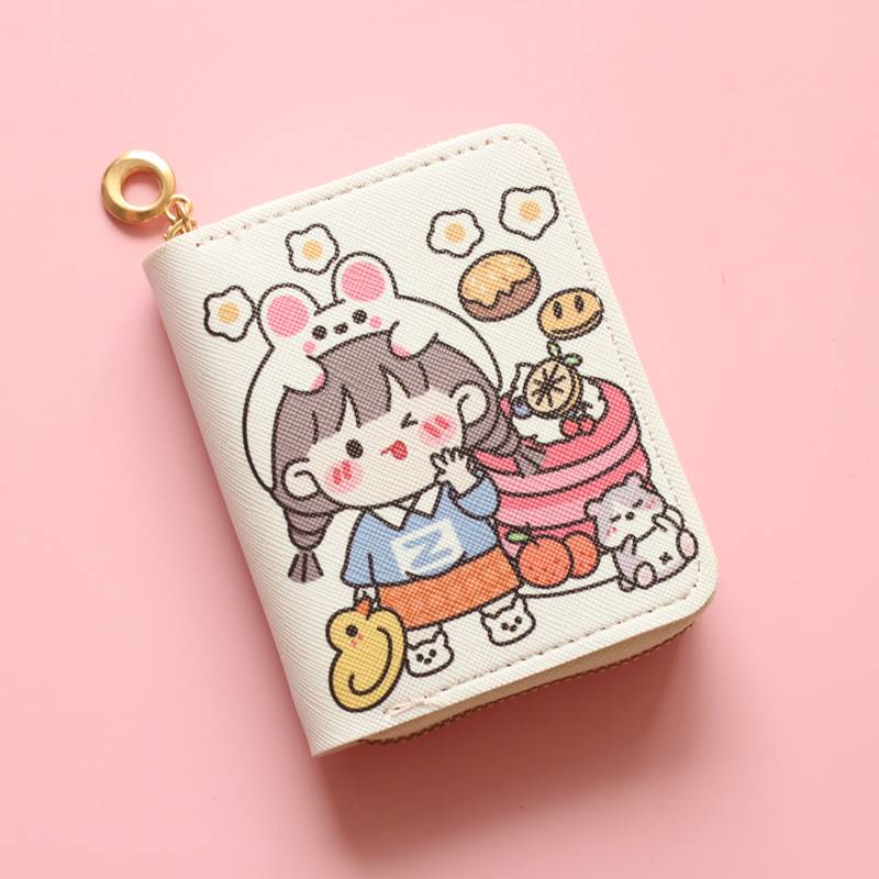 新款女生日韩学生卡通可s爱钱包短款拉炼小清新儿童零钱包卡包