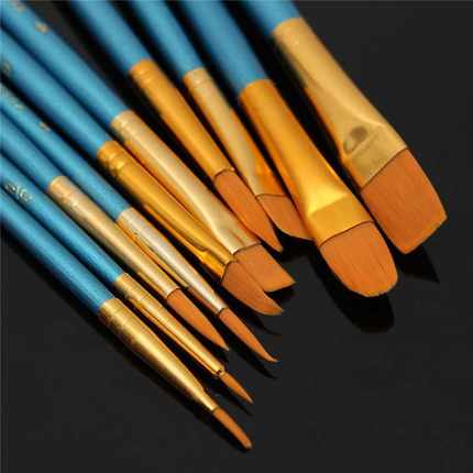 网红10pcs New Nylon Wooden Handle Paint Brush Set 适用于 Kid