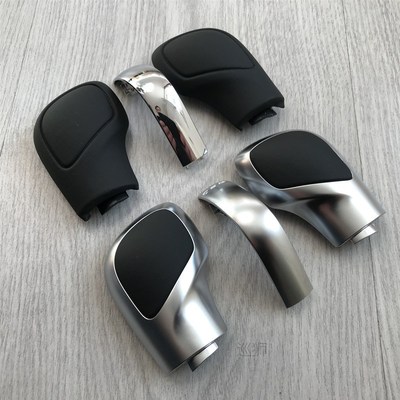 1PCS Chrome Matt With Leather Shift Knob Gear Side Cover DSG