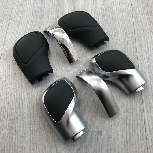 1PCS Chrome Matt With Leather Shift Knob Gear Side Cover DSG