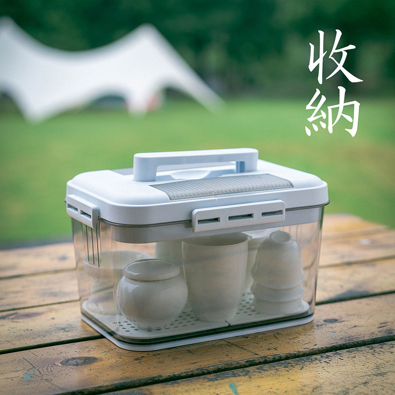 户外茶具收纳盒沥水防尘整理箱家用手提收纳箱便携旅行茶杯存放盒,餐饮具,旅行茶具,淘宝优惠券,粉丝福利购,淘宝优惠卷