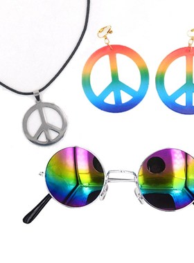 Beach party cosplay Hippie Headband Peace Sign Earring Peac