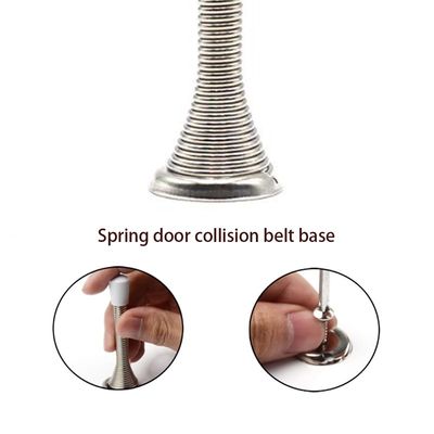 1Pcs Rubber Cap Metal Door Stops Spring Stopper Wall Mounted