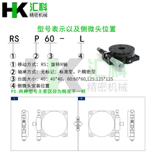 R轴旋转平台手f动高精度位移台360°角度微调光学滑台RS60/90/125