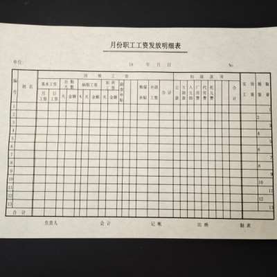 直销老旧库存19k00年开头月份职工工资发放明细表财务做补帐考勤