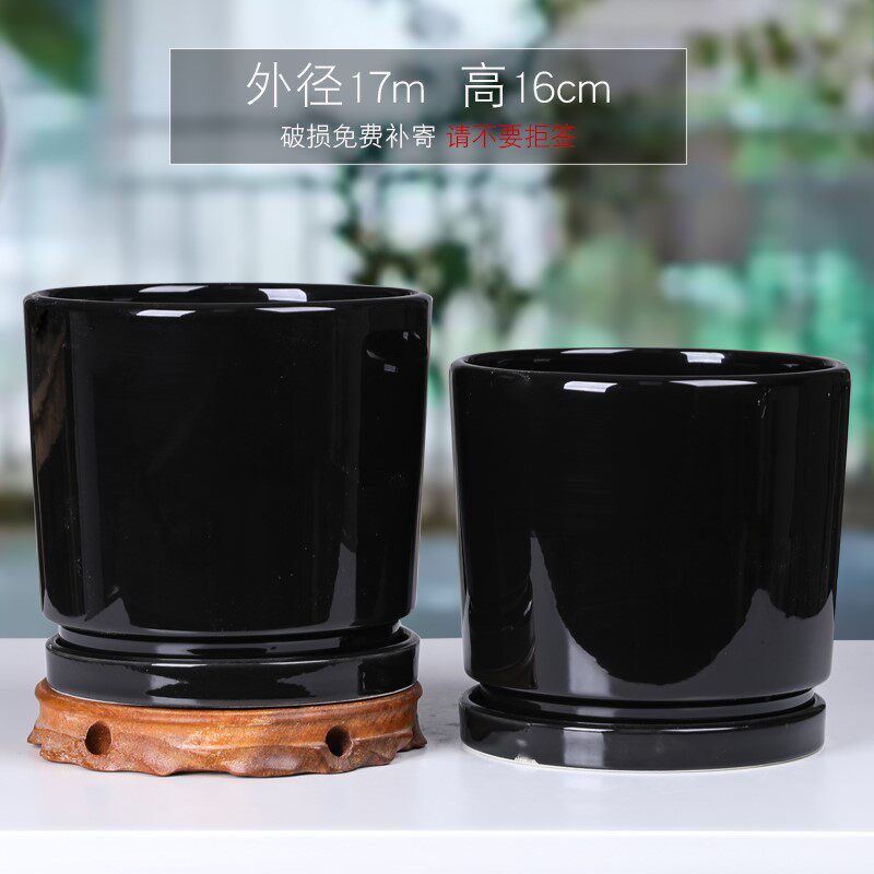 热销中陶瓷花盆清仓价理大白色简约特处号中号小带托盘个绿家用性