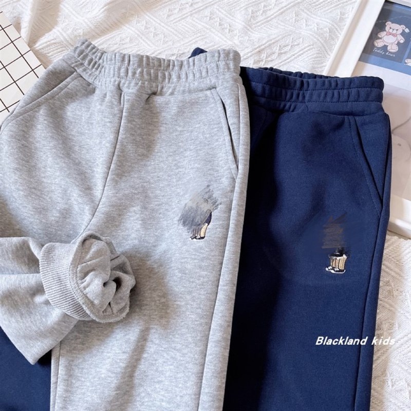 100-160码 复合棉厚感卫裤 24春秋 男童女童儿童休闲宽松运动裤子