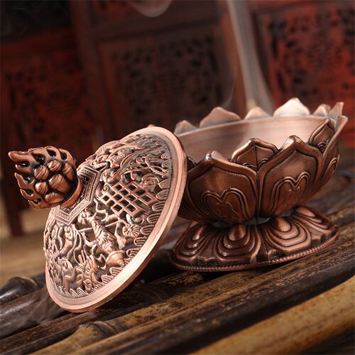Lotus Incense Burner Zinc Alloy Jinta Incense Eight Treasure