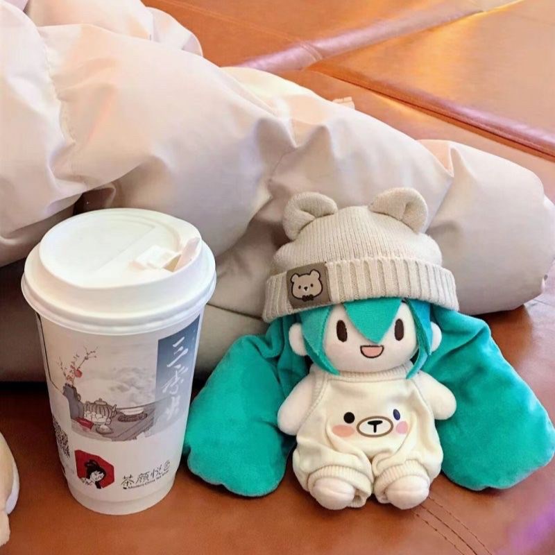 15/20cm初音fufu雪未来毛绒公仔棉花娃娃可换套装玩偶娃衣服礼物