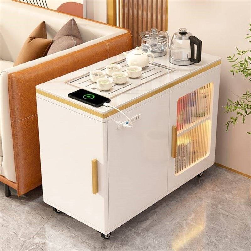 茶吧机小型桌面茶几茶台边柜爆款奶油风沙发边几一体茶水柜子