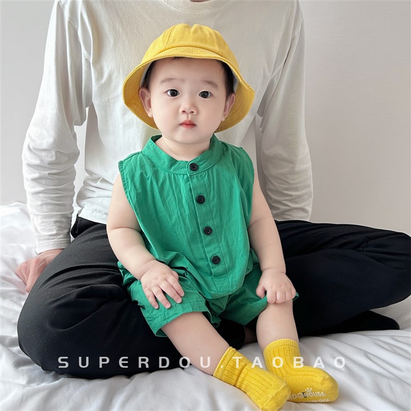 一岁男宝宝夏装超萌可爱动物造型连体衣婴儿夏季薄款无袖哈衣爬服