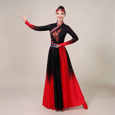 新款艺考蒙古演出服女装鸿雁舞蹈服装蒙J古族大摆裙少数民族表演