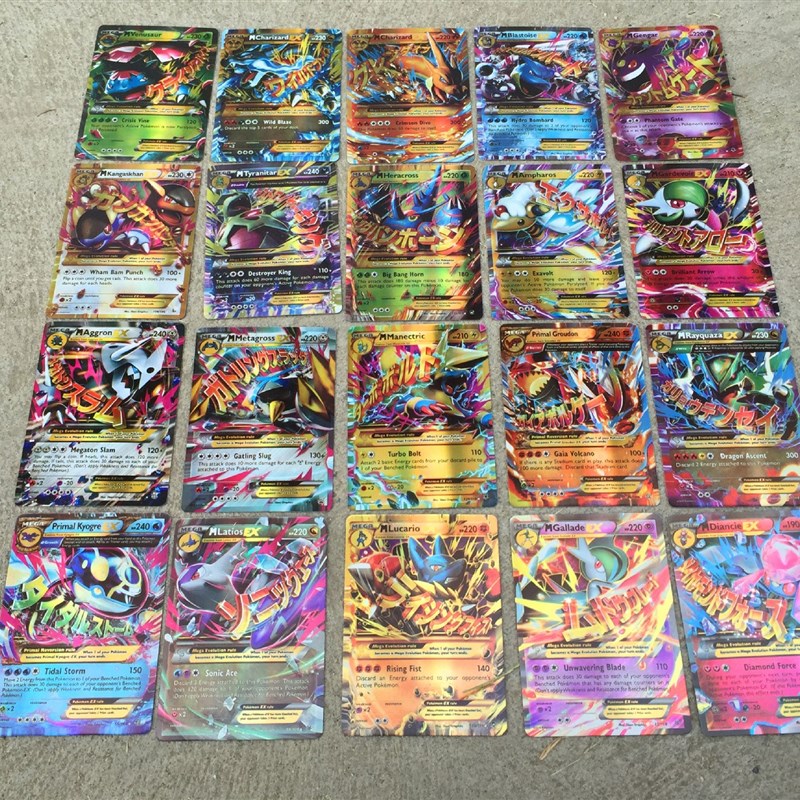 100PCS pokemon card MEGA Flash Card EX Game Collection Card
