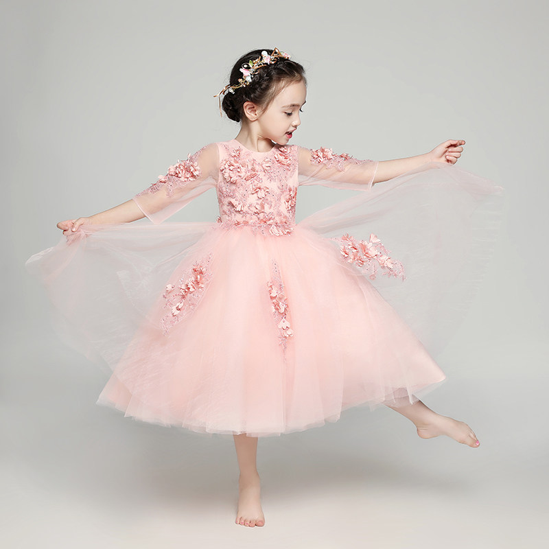 儿童晚礼服女童公主裙花童婚纱蓬蓬小主持人长袖走秀钢琴演出服秋,童装/婴儿装/亲子装,儿童礼服,淘宝优惠券,粉丝福利购,淘宝优惠卷