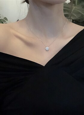 工厂销太阳花925纯银项链女 小众轻奢高级感花Q型锁骨链冷淡风送