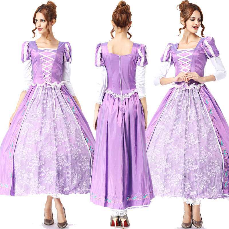 Halloween COS Rapunzel Adult Costume Fairy Tale Purple Princ